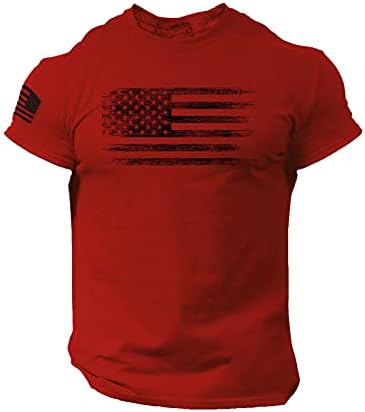חייל שרוול קצר לגברים דגל אמריקאי פלוס חולצת טריקו בגודל רטרו רטרו פטריוטי אימון שרירי אימון