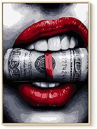 סדרת שפתיים אדומות: 【יוקרה】-ריסוס ציור גרעין אופנה מודרנית שפתיים אדומות סקסיות סגנון נורדי סגנון נורדי ציור קישוט ספה רקע HD ציור קיר סט של 3 （11.8 x15.75) 【אין פרם