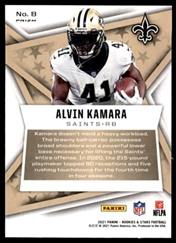 2021 טירונות פאניני וכוכבים Pulsar Prizm 8 Alvin Kamara New Orleans Saints NFL כרטיס כדורגל NM-MT