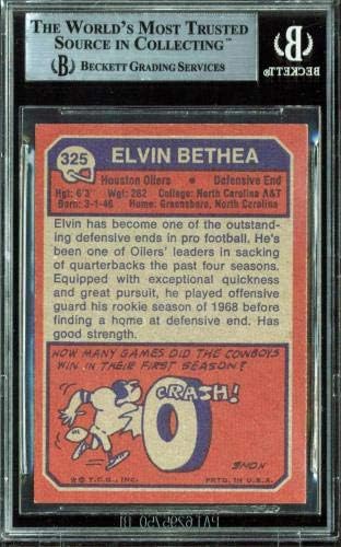 Oilers Elvin Bethea חתם על 1973 Topps 325 כרטיס Auto Card Bas Slabbed - כדורגל כרטיסי טירון טלטל כדורגל