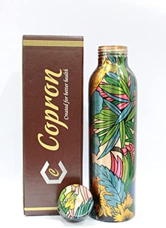 בקבוק מי נחושת של COPRON למי שתייה, כלי מיכל של בקבוק מים טהור טהור טהור 900 מל 30 fl Z, הוכחת דליפה גדולה גימור חלק, פרחי בר, ​​CZ-99ID-SXEQ