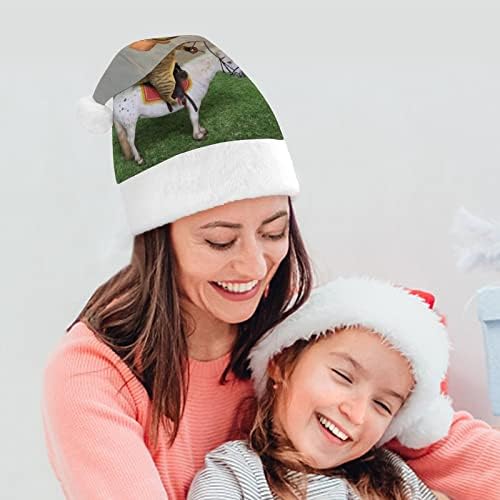 מצחיק חתול רכיבה סוס מצחיק חג המולד כובע סנטה קלאוס כובעי קצר קטיפה עם לבן חפתים עבור חג המולד חג מסיבת אספקת קישוט