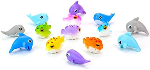 חיות ים מיני צעצועים לילדים - 100 יחידות ים בתפזורת - חומרי מילוי ביצי פסחא - מיני צעצועים לבנים ולבנות - צעצועים לשקיות גודי, טובות מסיבות, פרסי כיתה - צעצועים מכונות אוטומטיות
