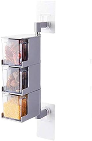 מיכל תבליני קיר GPPZM, מיכל אחסון תבלינים מסתובב 360 מעלות עם קופסת תיבת מטבח כף