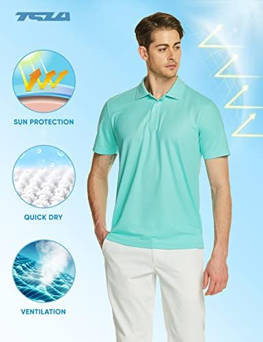 חולצות פולו קצרות של שרוול קצר של TSLA, חולצות גולף מהירות יבשות, ביצועים ספורט, Dri Flex Tech חולצות עליונות מוצקות