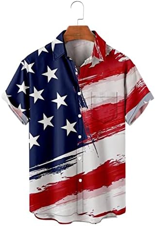 חולצות הוואי של אורוויפ לגברים שרוול קצר חולצת חוף אלוהה הדגל האמריקני מודפס כפתור מזדמן מטה בחולצות למטה