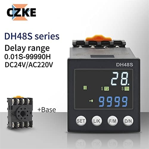 PCGV DH48S DC/AC24V AC220V ממסר עיכוב תכנותי מדויק 0.01S-99990H עם ממסר זמן סדרת Socket DH48S DH48S
