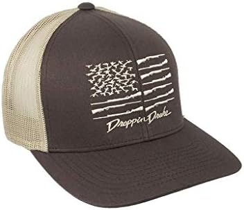 דראפין דרייק אמריקאי ברווז דגל נהג משאית רשת סנאפבק כובע שחור / אמריקאי