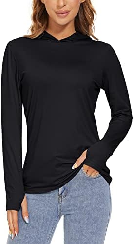 Tacvasen's UPF 50+ קפוצ'ונים להגנה מפני שמש חולצות שרוול ארוך טיולים יבש מהיר חולצה עם חורי אגודל