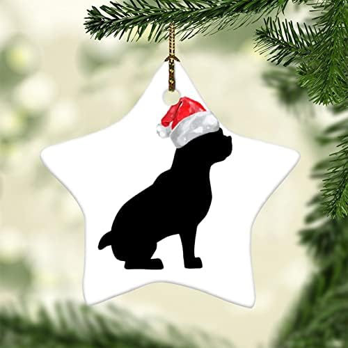 3 אינץ 'כלב חג המולד פוג חיות מחמד קישוטים קישוטי כלב עם כובע סנטה כוכב קישוט
