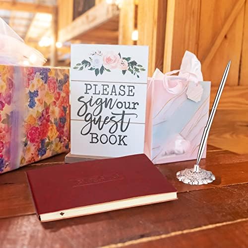 עור ספר אורחים ועט סט עור אורח סימן ספר עם עט לעמוד עבור הלוויה, חתונות, בתי נופש ואירועים