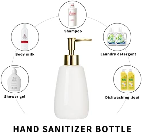מתקן סבון ידיים בקבוקי קרמיקה עם משאבת נירוסטה אמבטיה אמבטיה בקבוקי שמפו ריקים 10oz/300 מל 2.76 אינץ 'וגובהו 1.18 אינץ' רוחב