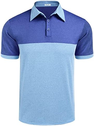 חולצות פולו גולף לגברים לחות מפתחת שרוול קצר ביצועים יבש מהיר 2 טון חולצה צווארון טניס מזדמן